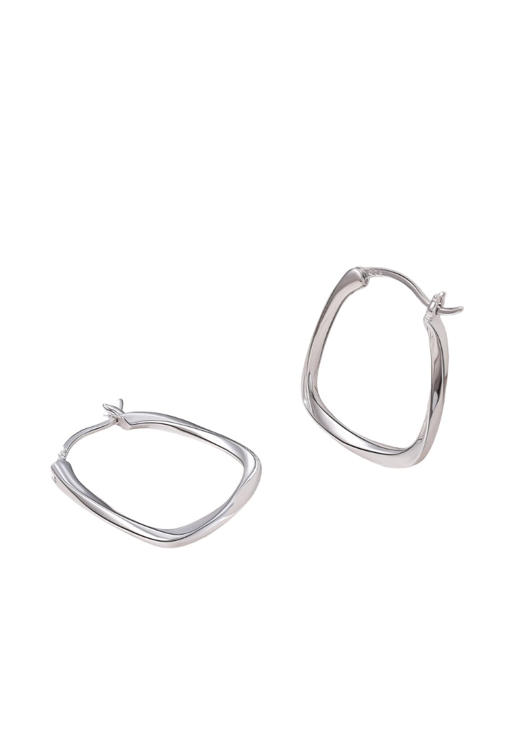 Wave Geometric Silver Ear Rings