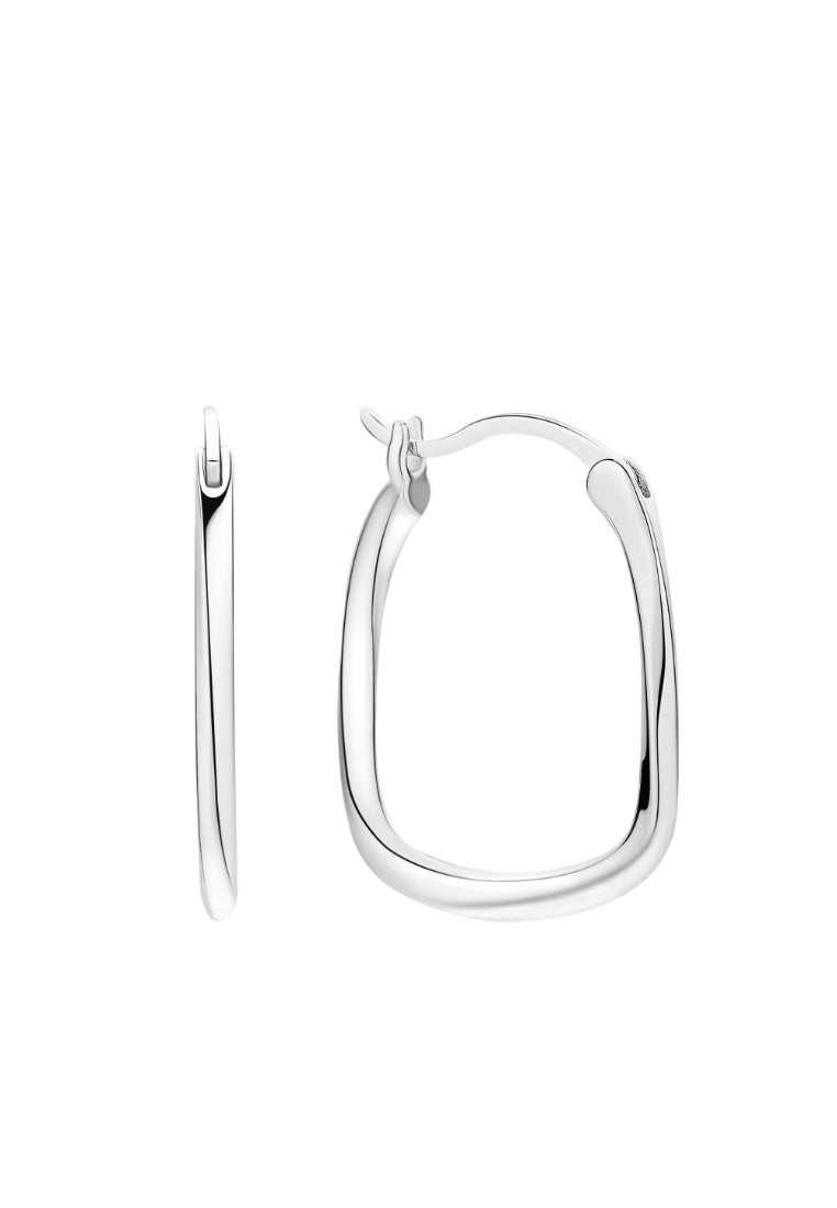 Wave Geometric Silver Ear Rings