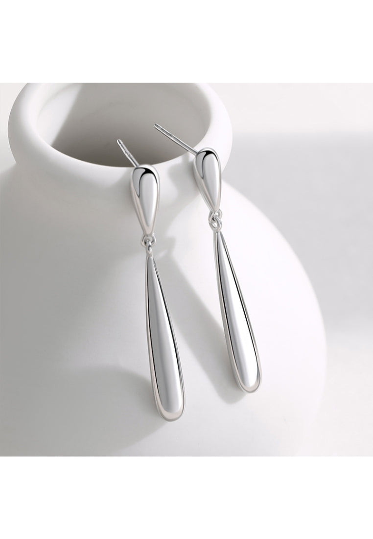 S925 sterling silver earrings long tassel water dropshaped textured earrings, temperament vibrato earrings