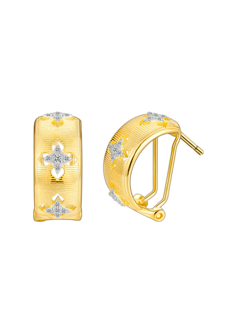 Two Tone Hollow Out 925 Silver Earrings