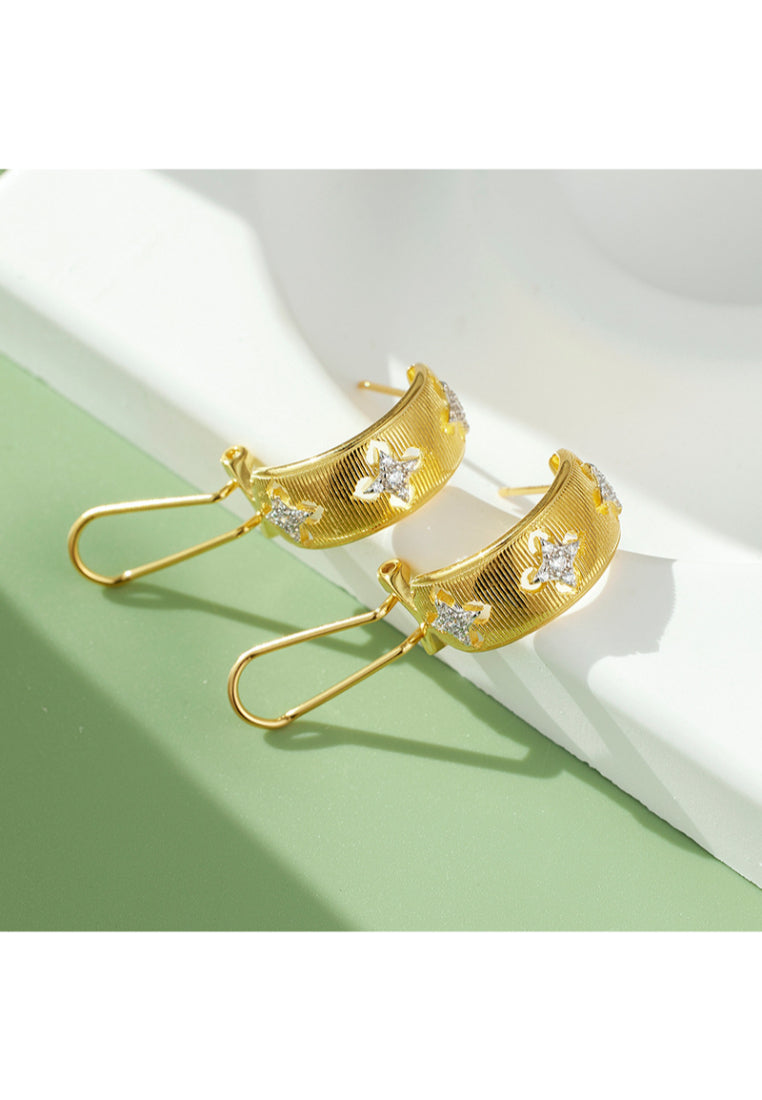 Two Tone Hollow Out 925 Silver Earrings