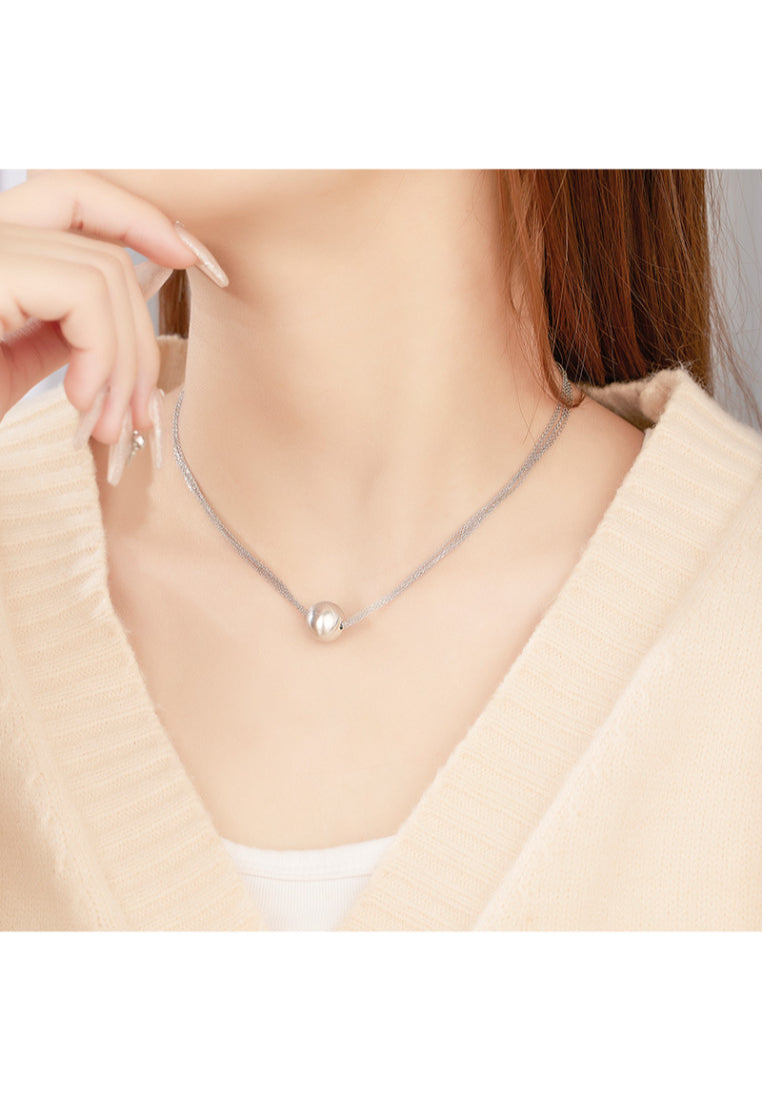 Cat Eye Ball S925 Silver Necklace