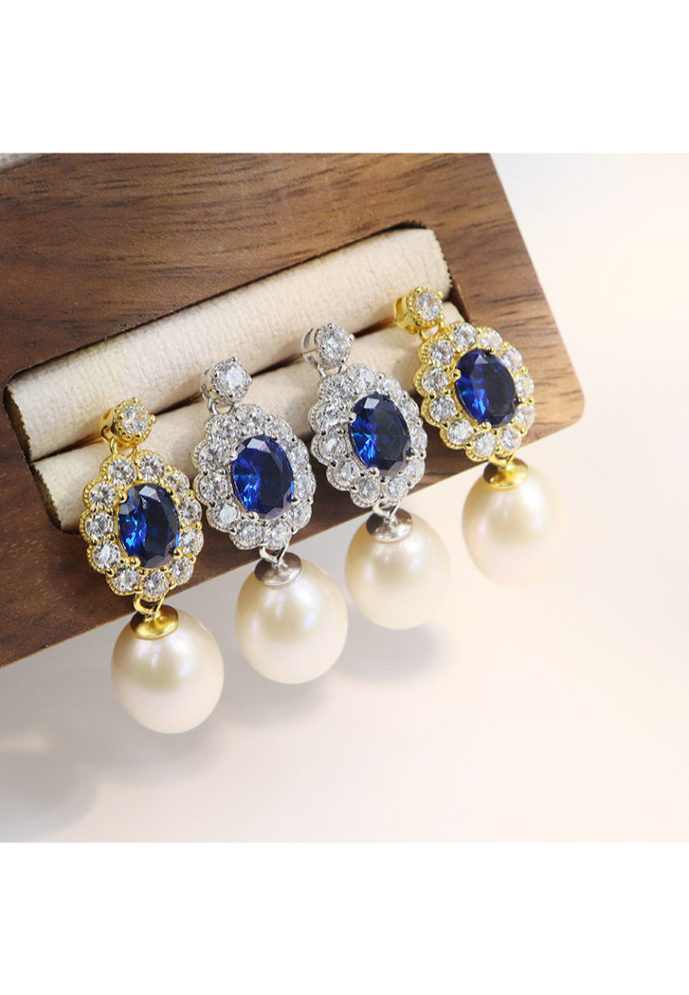 S925 sterling silver French style elegant versatile earrings, retro palace style pearl earrings