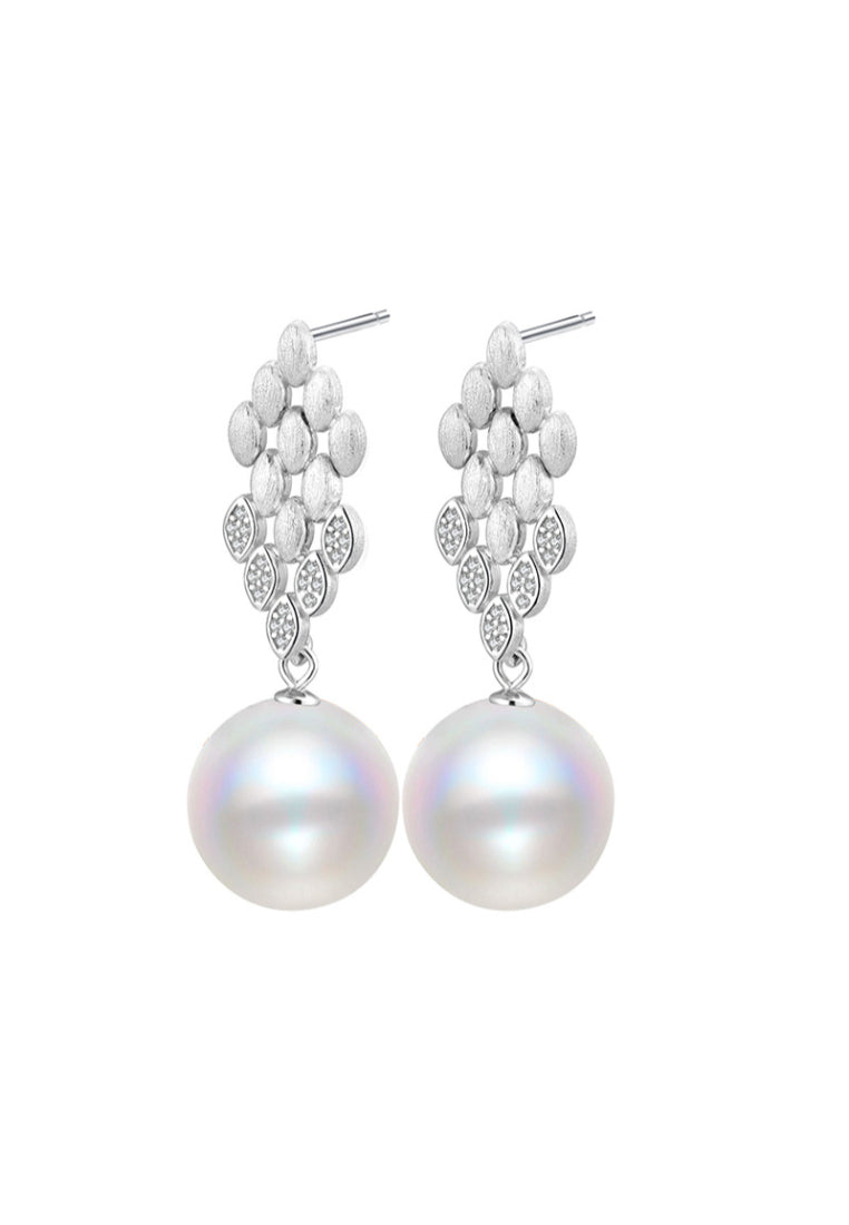 Wheat Spike Zircon 925 Silver Pearl Stud Earrings