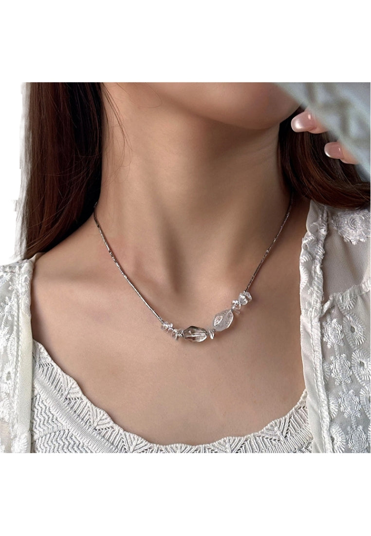 S925 Silver Irregular Crystal Necklace