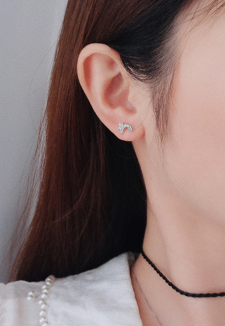 Set of 2 Pair Earrings - Sterling Silver Diamond Rainbow Hypoallergenic Stud Earrings