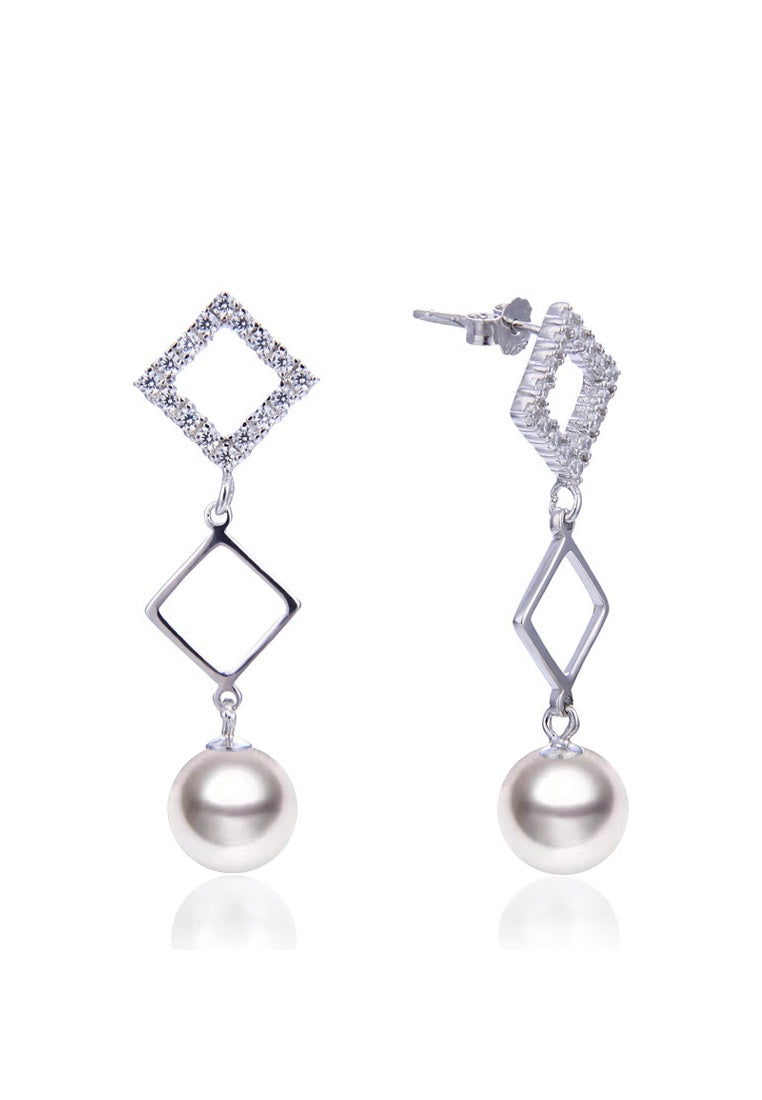 Sterling Silver Diamond Zircon Earrings