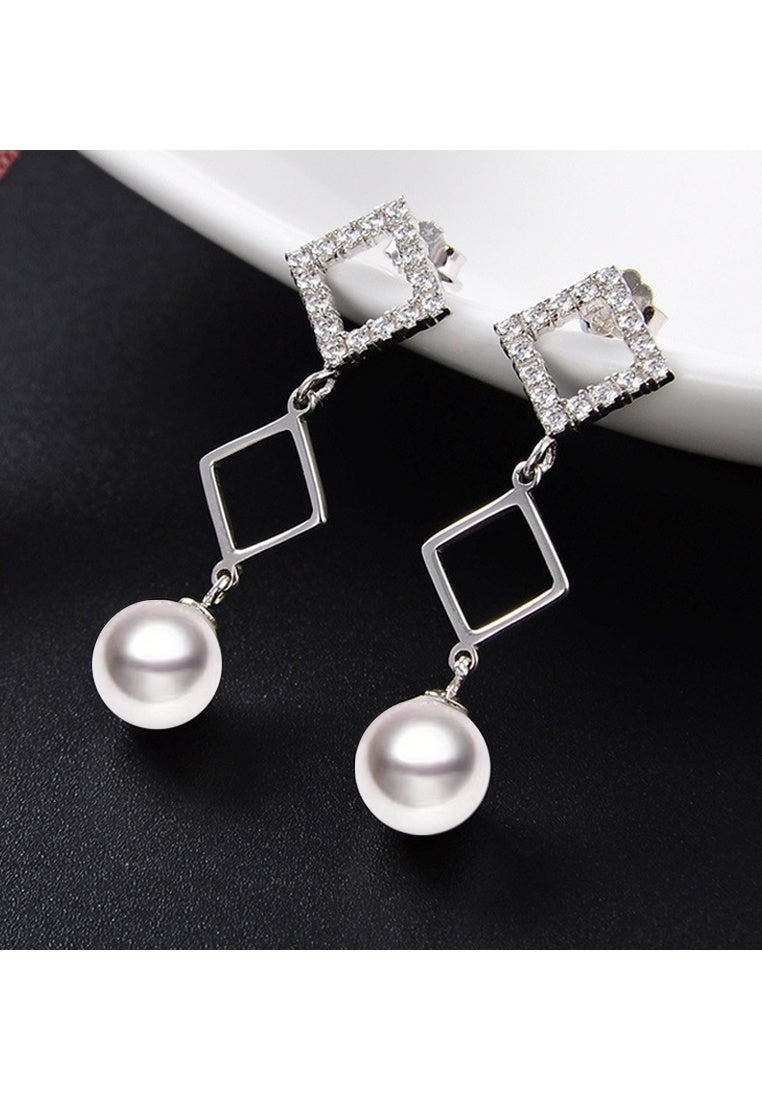 Sterling Silver Diamond Zircon Earrings