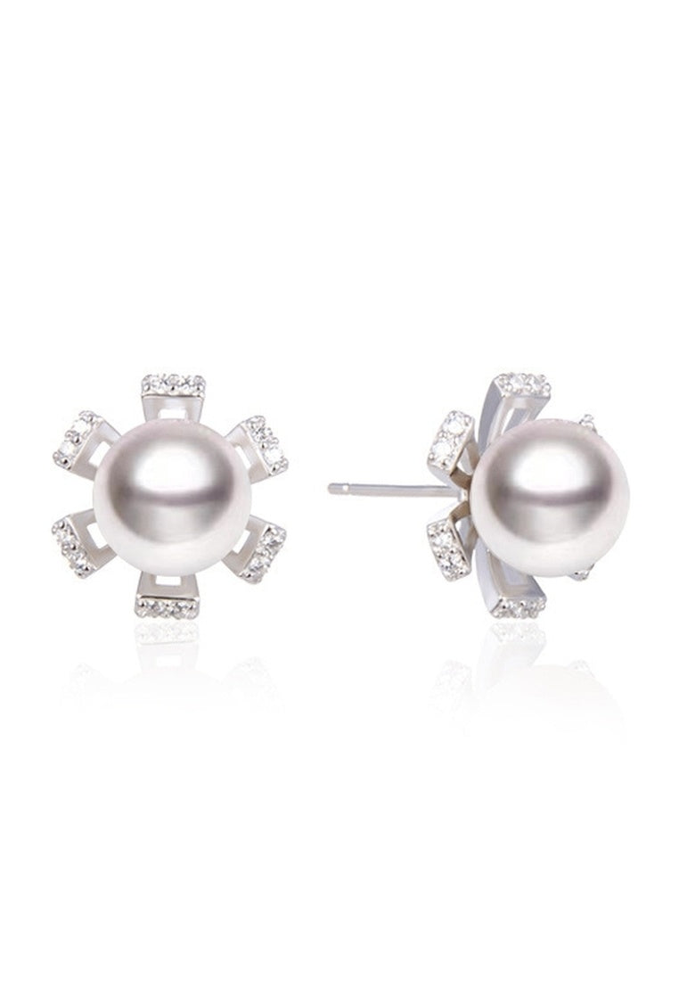 Sterling Silver Full Diamond Stud Earrings