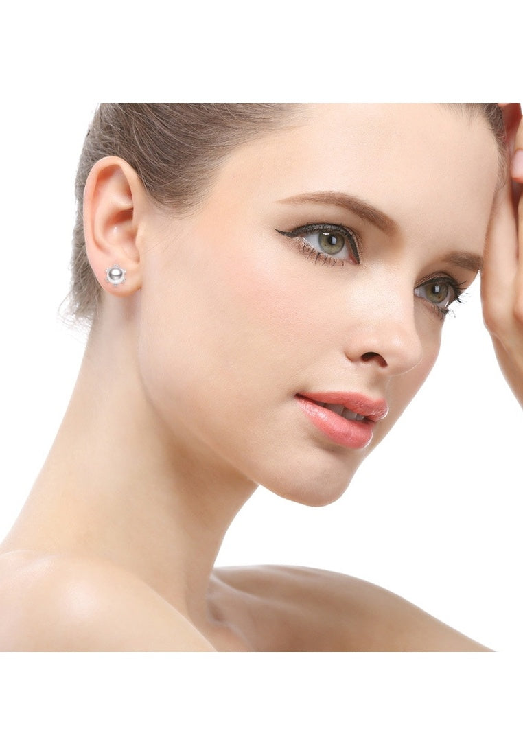 Sterling Silver Full Diamond Stud Earrings