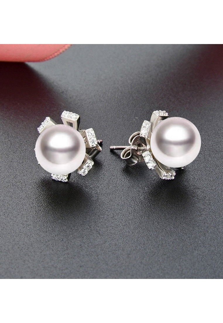 Sterling Silver Full Diamond Stud Earrings