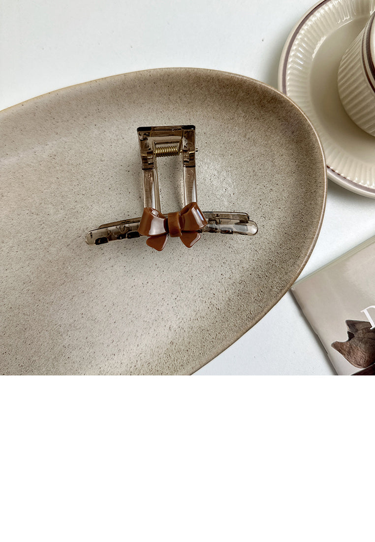 Cute Brown Ribbon Geometric Hair Claw