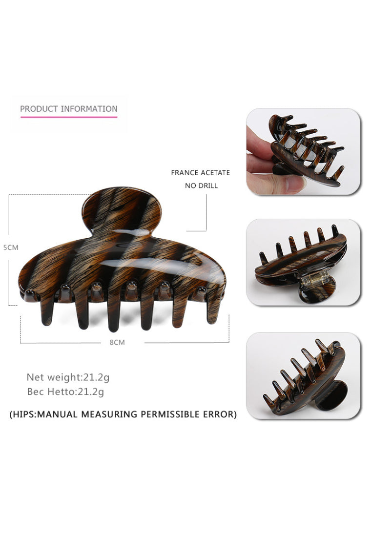 Fashion And Elegant Brown Striped Hair Claw - Elegant Hairpiece - Vibrant Color