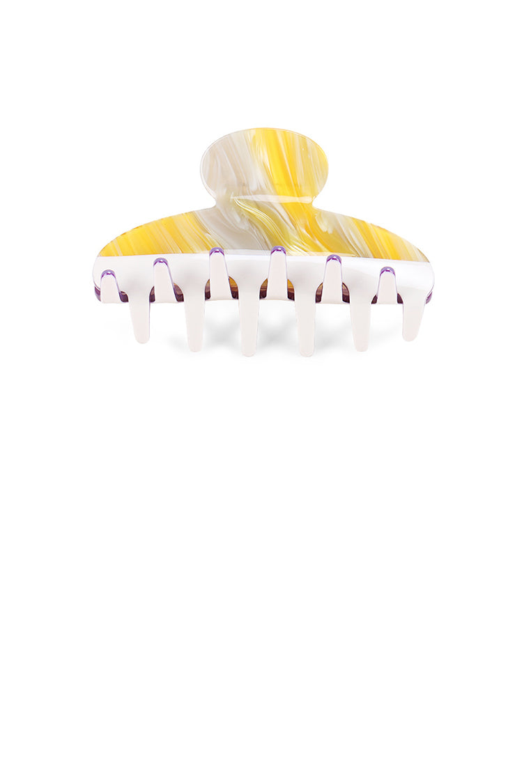 Simple And Elegant Yellow Striped Geometric Hair Claw - Elegant Hairpiece