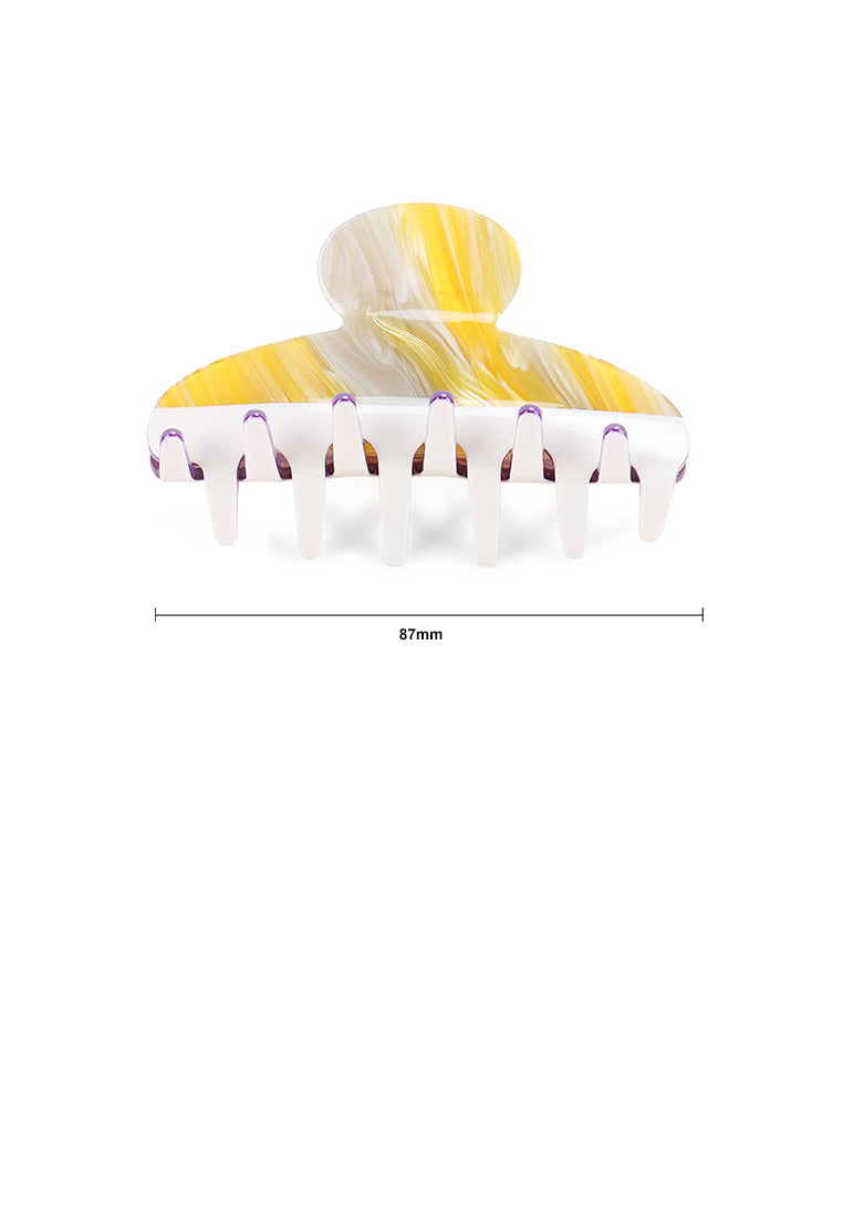 Simple And Elegant Yellow Striped Geometric Hair Claw - Elegant Hairpiece