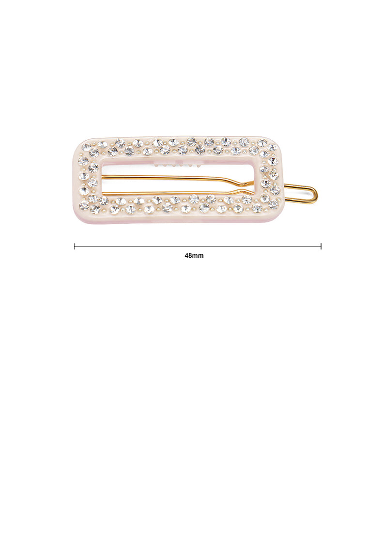 Fashion And Simple Light Pink Hollow Geometric Hair Clip With Cubic Zirconia - Luxurious Look - Vibrant Color