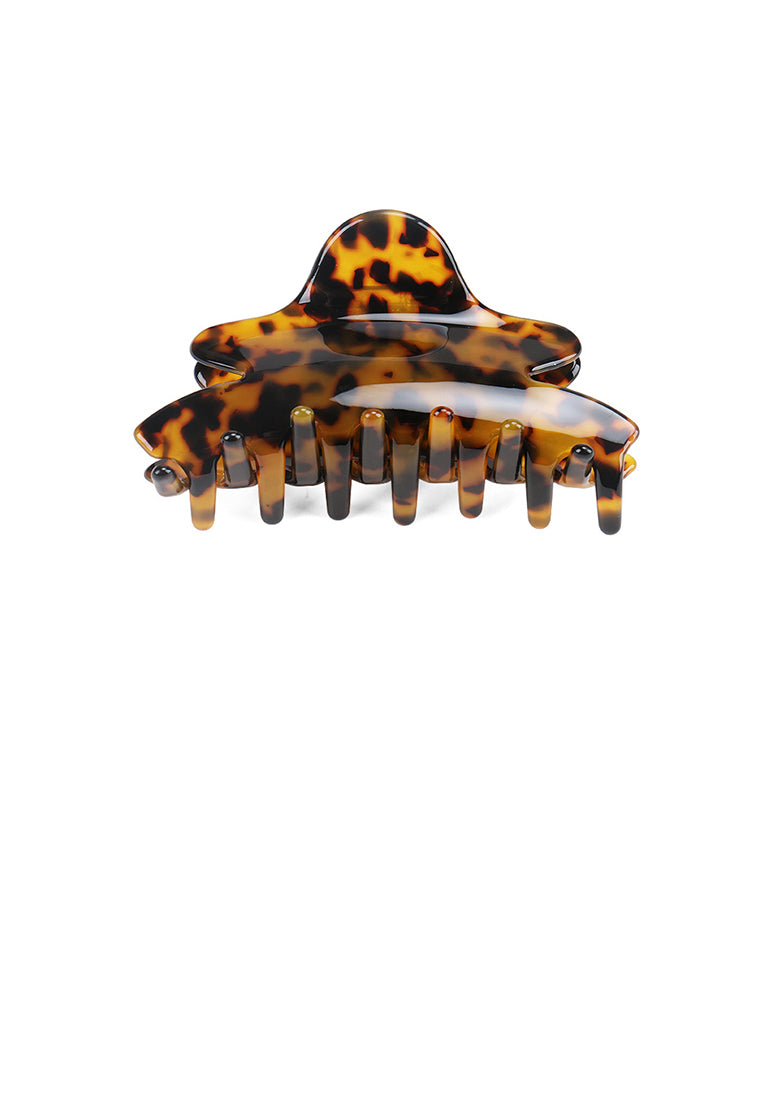 Simple Vintage Dark Leopard Print Hair Claw - Elegant Hairpiece