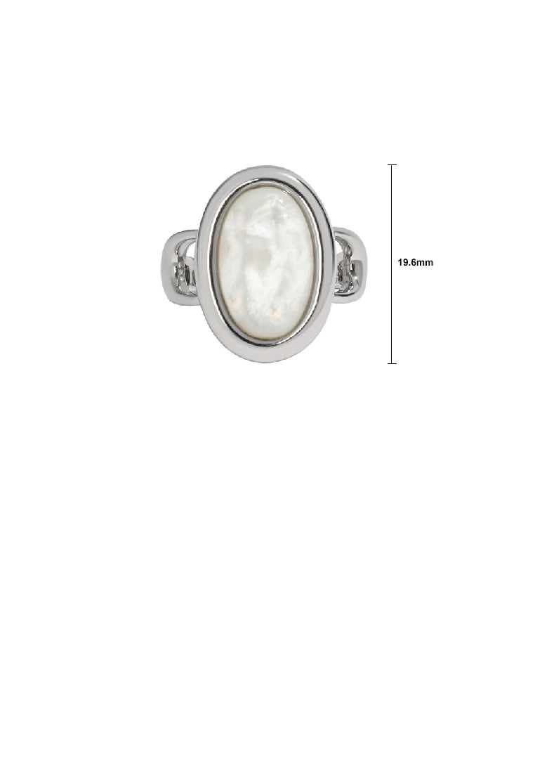 925 Sterling Silver Fashion Personality Geometric Oval Shell Adjustable Open Ring