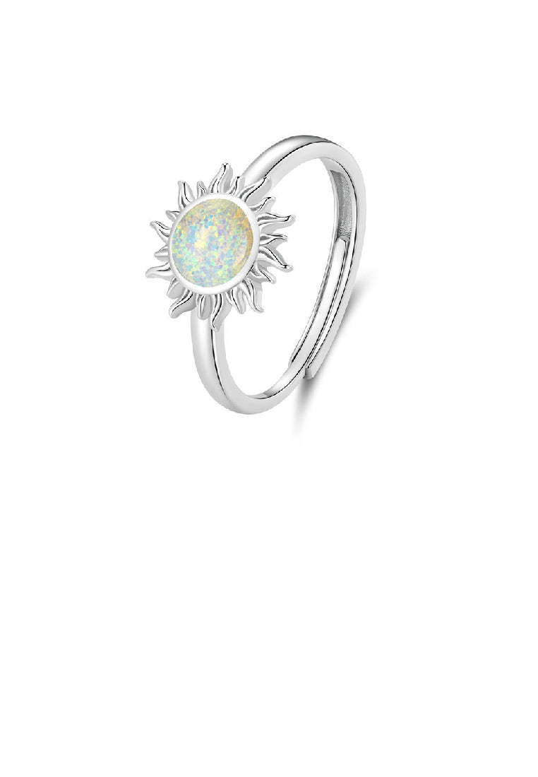 925 Sterling Silver Fashion Temperament Sun Opal Adjustable Ring