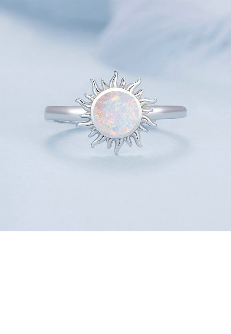 925 Sterling Silver Fashion Temperament Sun Opal Adjustable Ring