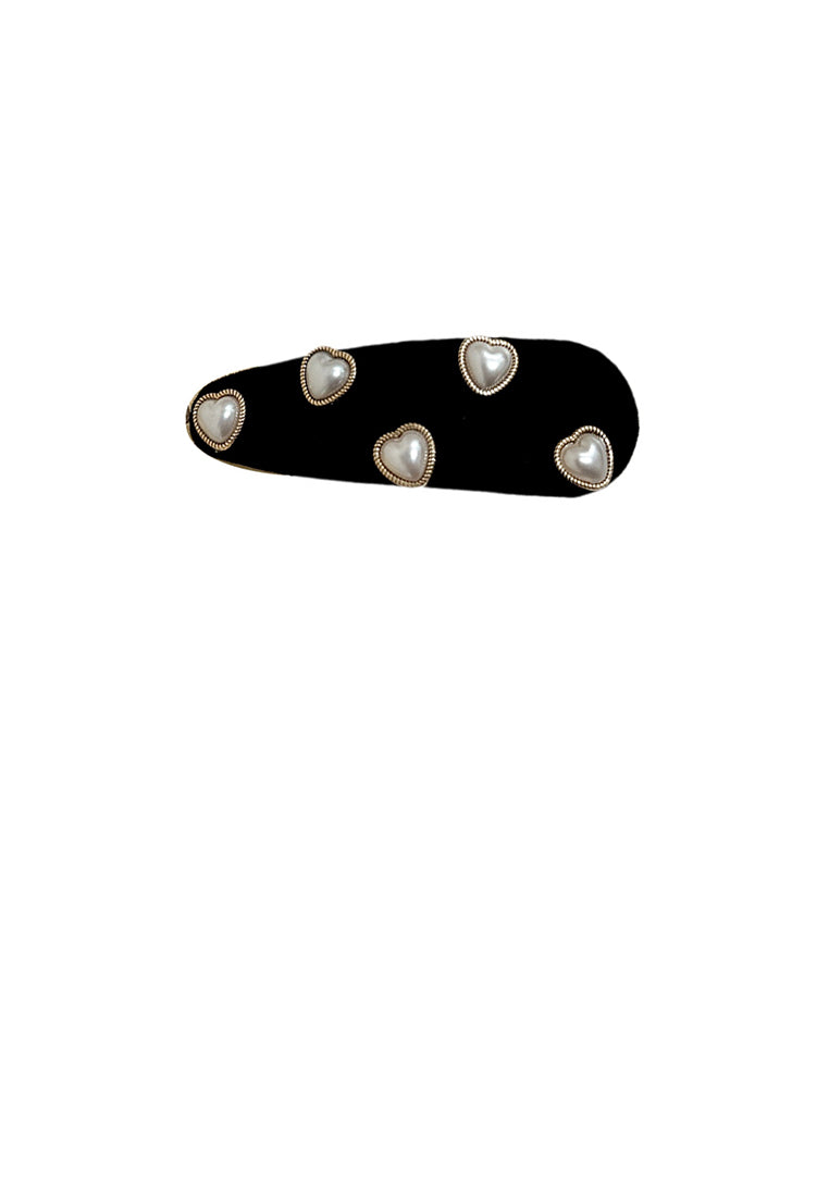 Fashion And Simple Heart-Shaped Imitation Pearl Water Drop Geometric Hair Clip - Luxurious Look