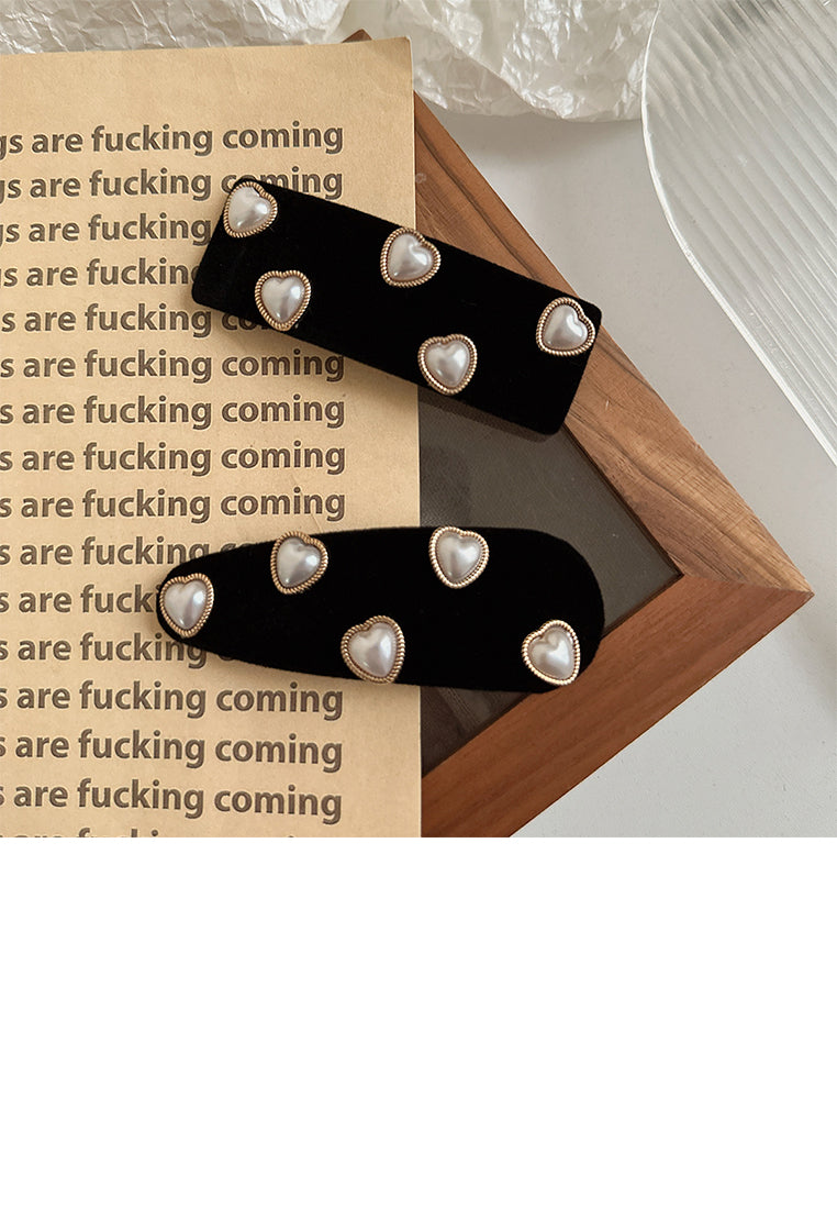 Fashion And Simple Heart-Shaped Imitation Pearl Water Drop Geometric Hair Clip - Luxurious Look