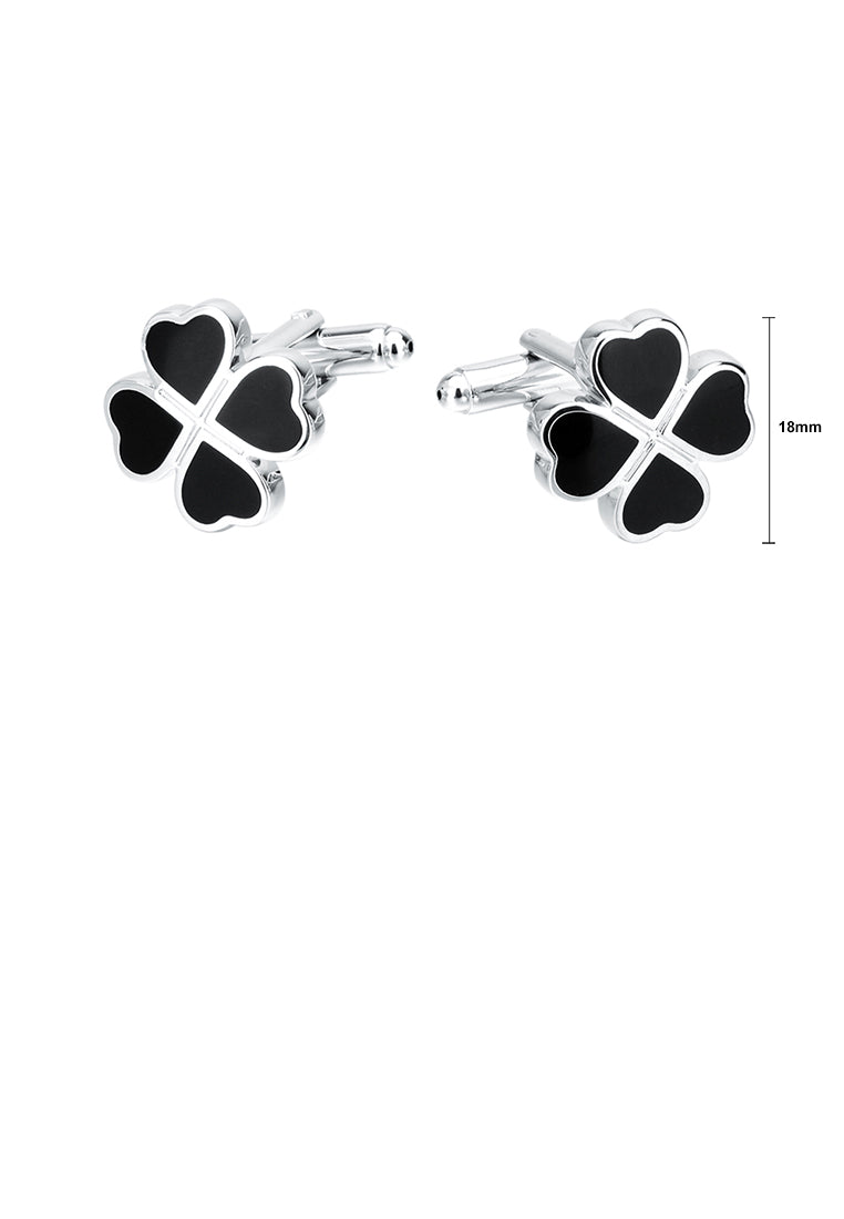 Fashio Simple Black Four-leafed Clover Cufflinks