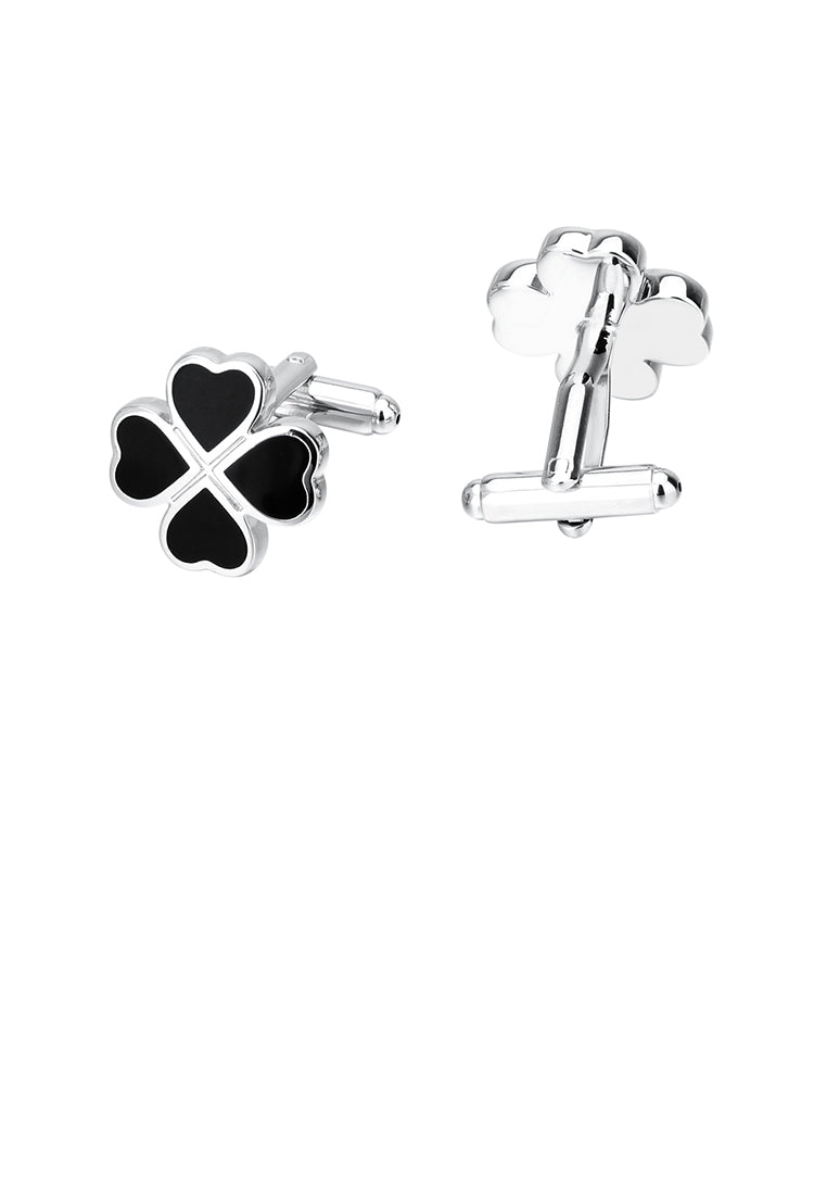 Fashio Simple Black Four-leafed Clover Cufflinks