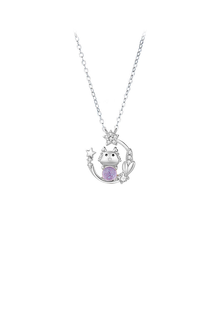 925 Sterling Silver Fashion Creative Cartoon Dragon Geometric Star Pendant with Cubic Zirconia and Necklace - Luxurious Look