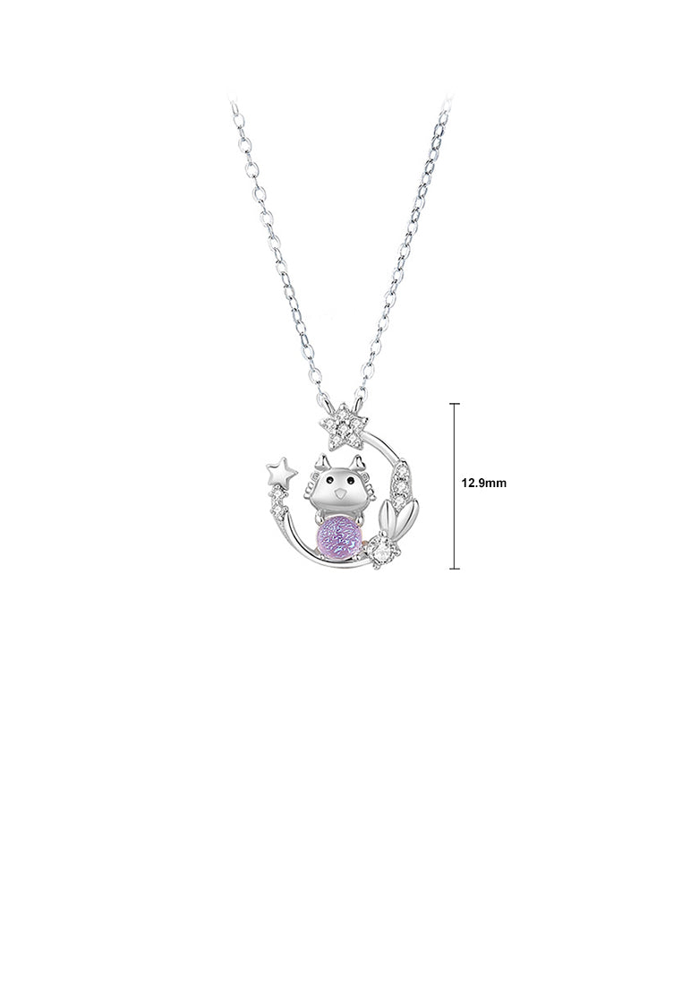 925 Sterling Silver Fashion Creative Cartoon Dragon Geometric Star Pendant with Cubic Zirconia and Necklace - Luxurious Look