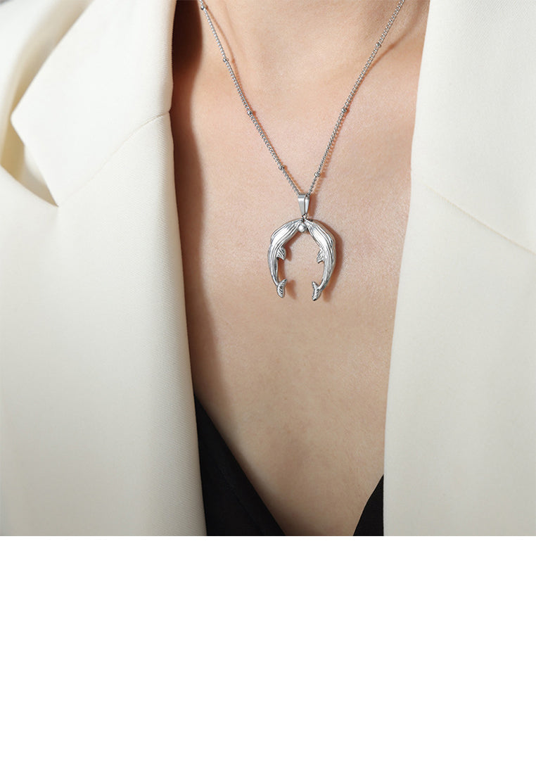 Fashion and Simple 316L Stainless Steel Dolphin Pendant with Necklace