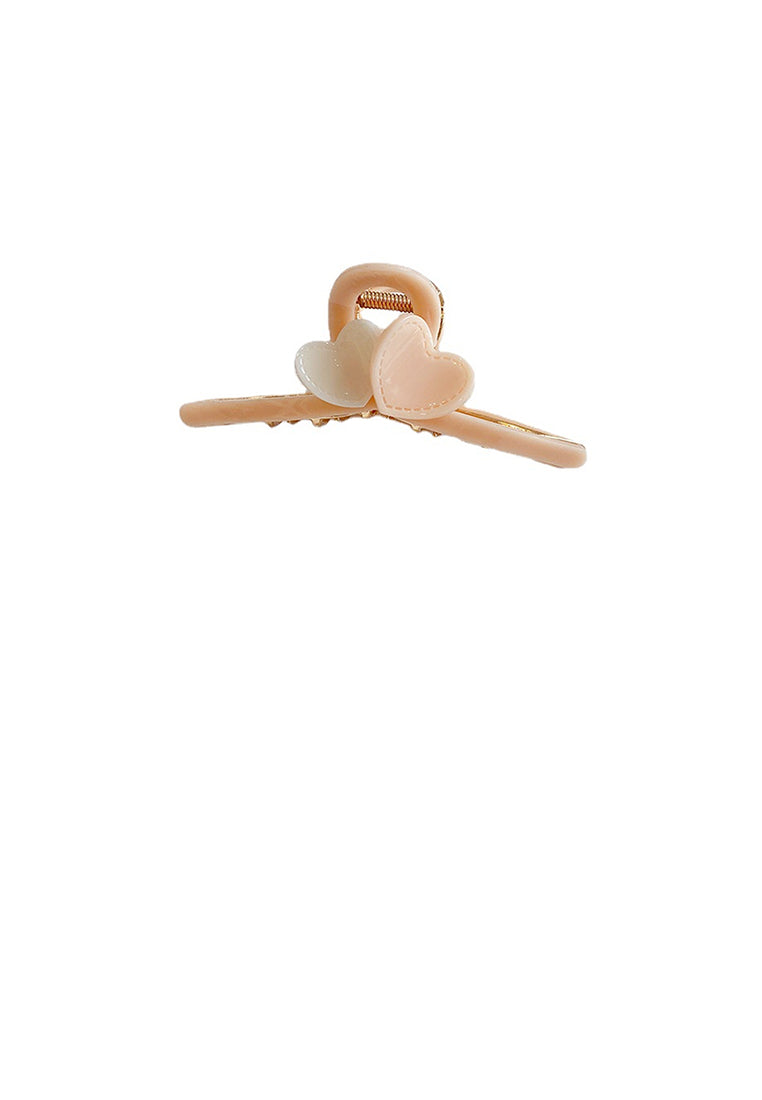 Simple And Sweet Pink Heart-Shaped Hair Claw - Elegant Hairpiece - Vibrant Color