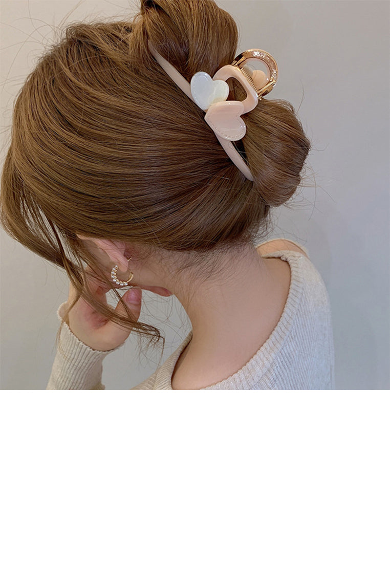 Simple And Sweet Pink Heart-Shaped Hair Claw - Elegant Hairpiece - Vibrant Color