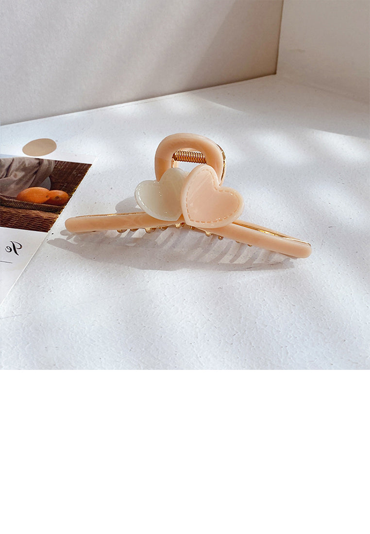 Simple And Sweet Pink Heart-Shaped Hair Claw - Elegant Hairpiece - Vibrant Color