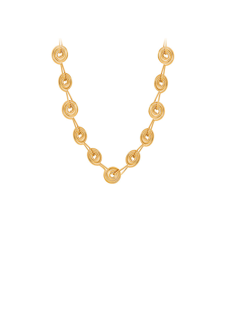 Simple and Creative Plated Gold 316L Stainless Steel Line Circle Geometric Necklace