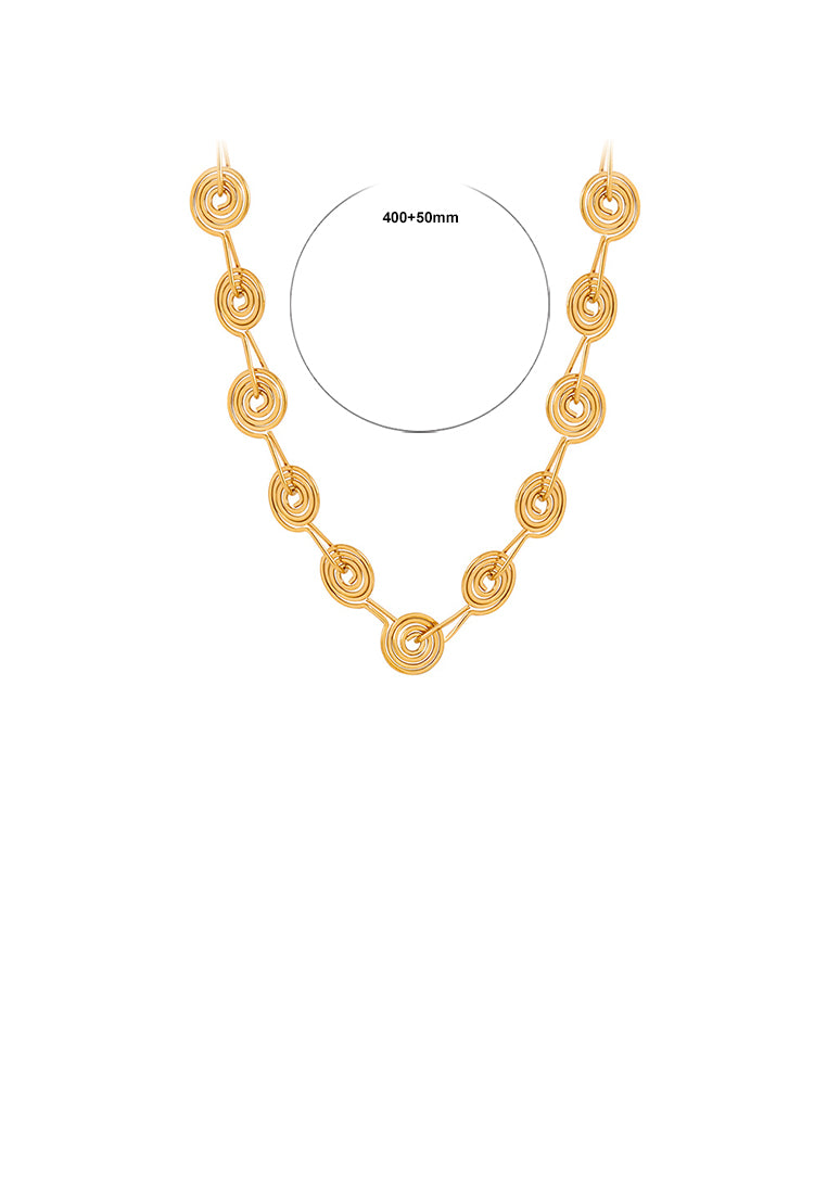Simple and Creative Plated Gold 316L Stainless Steel Line Circle Geometric Necklace