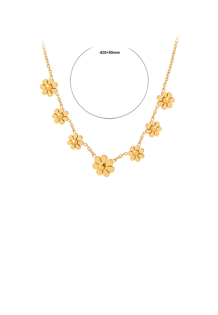 Fashion and Temperament Plated Gold 316L Stainless Steel Daisy Necklace