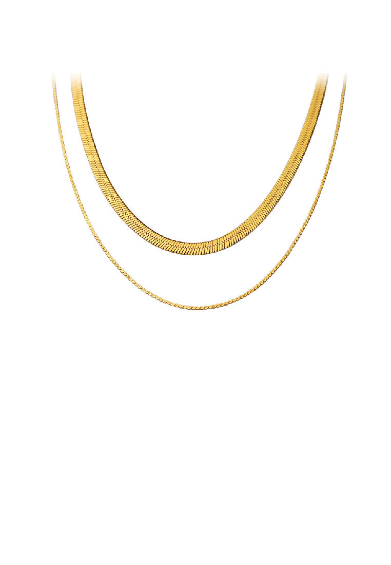 Simple Fashion Plated Gold 316L Stainless Steel Chain Double Layer Necklace
