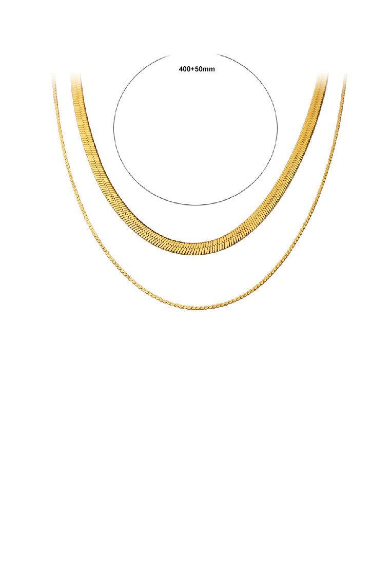 Simple Fashion Plated Gold 316L Stainless Steel Chain Double Layer Necklace