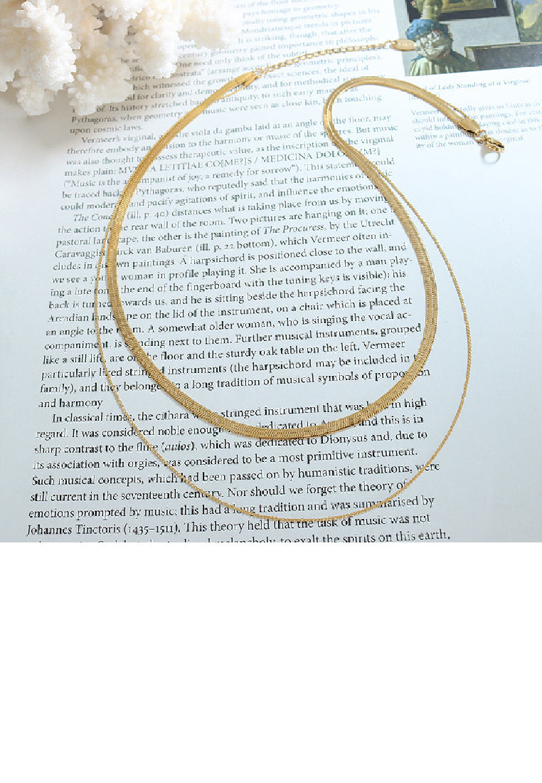 Simple Fashion Plated Gold 316L Stainless Steel Chain Double Layer Necklace