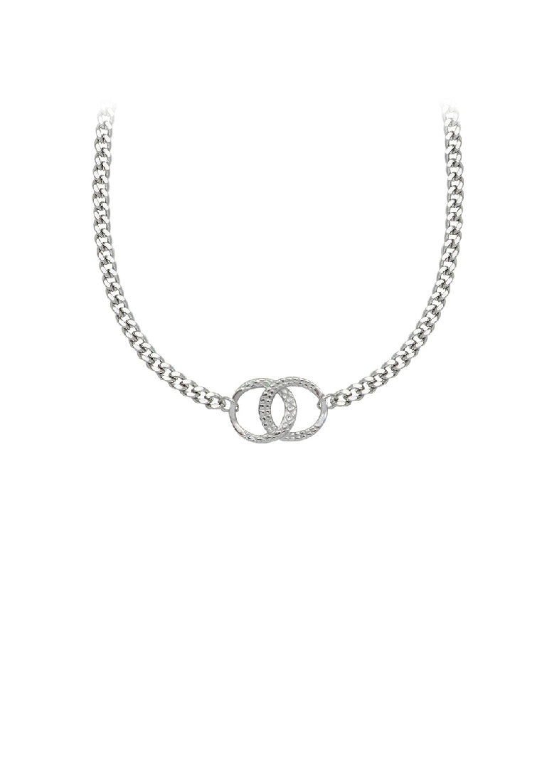 Simple Fashion 316L Stainless Steel Pattern Double Ring Necklace