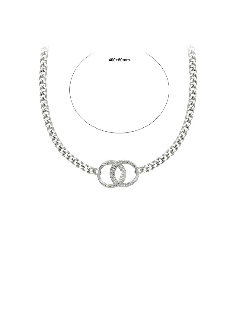 Simple Fashion 316L Stainless Steel Pattern Double Ring Necklace