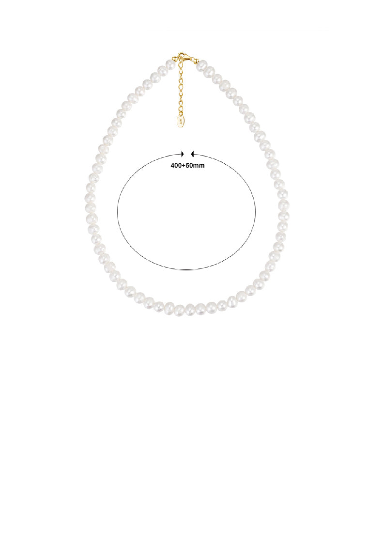 925 Sterling Silver Plated Gold Fashion Elegant Irregular Freshwater Pearl Beaded Necklace - Luxurious Look