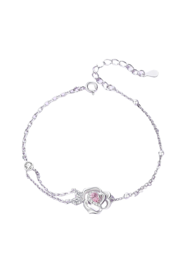 925 Sterling Silver Fashion Simple Tulip Double Layer Bracelet with Cubic Zirconia - Luxurious Look