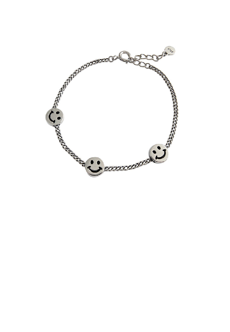 925 Sterling Silver Fashion Simple Smiley Geometric Bracelet