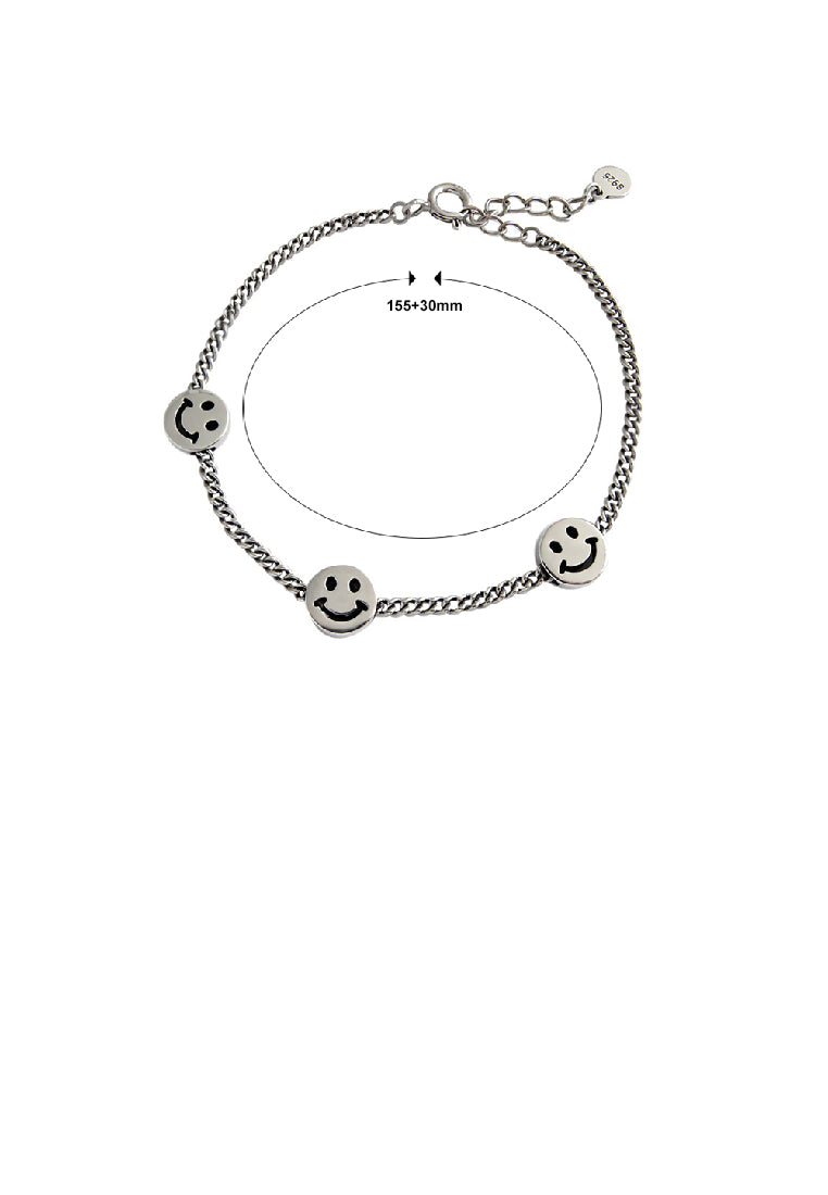 925 Sterling Silver Fashion Simple Smiley Geometric Bracelet
