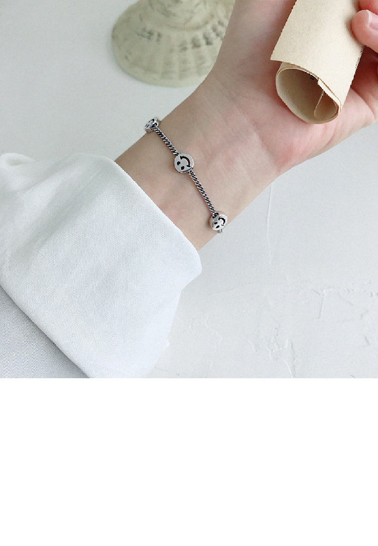 925 Sterling Silver Fashion Simple Smiley Geometric Bracelet