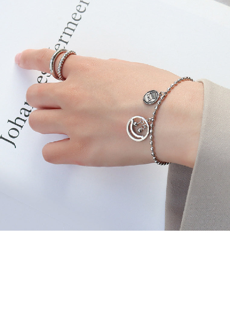 Fashion Temperament 316L Stainless Steel Smiley Beaded Bracelet
