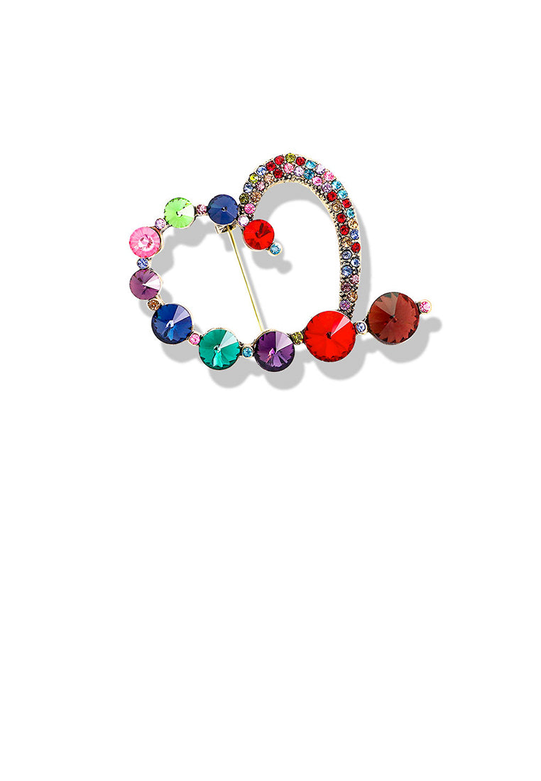 Fashion and Simple Plated Gold Hollow Heart Brooch with Cubic Zirconia - Luxurious Look