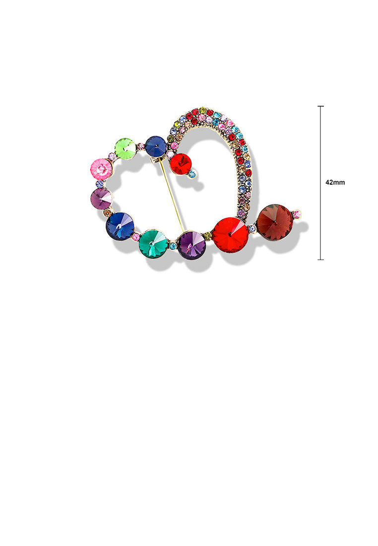 Fashion and Simple Plated Gold Hollow Heart Brooch with Cubic Zirconia - Luxurious Look